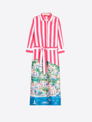 Vilagallo Stripe Print Dress Red Green Camisero - MMJs Fashion