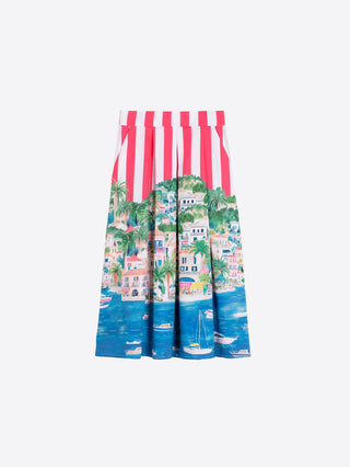 Vilagallo Stripe Print Skirt Red Green Olimpia - MMJs Fashion