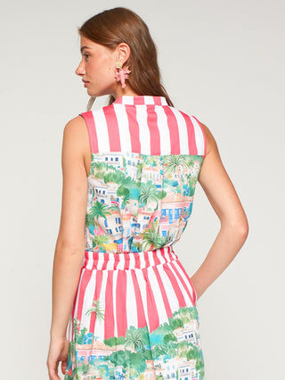 Vilagallo Stripe Print Top Red Green Olimpia - MMJs Fashion