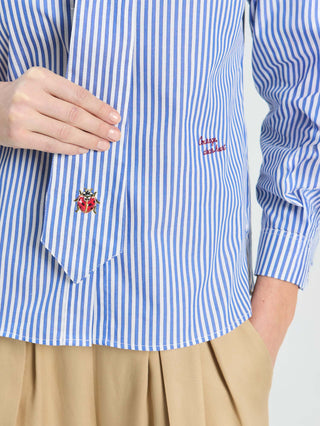 Vilagallo Striped Blouse with Tie Blue Effie - MMJs Fashion
