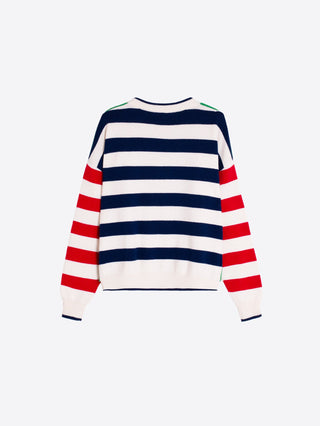 Vilagallo Striped Jumper with Dog Embroidery Red Blue - MMJs Fashion