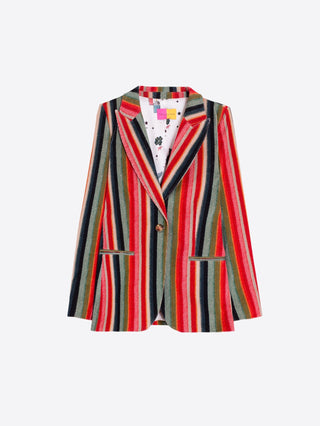 Vilagallo Striped Micro Corduroy Jacket Red Green Heather - MMJs Fashion