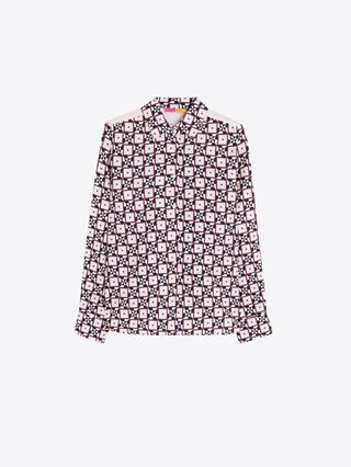 Vilagallo Sun Geometric Print Blouse Beige Red Isa - MMJs Fashion