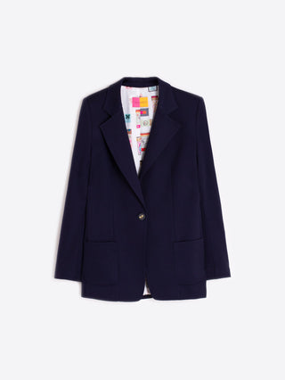 Vilagallo Tailored Jacket with Buttons Navy Blue - MMJs Fashion