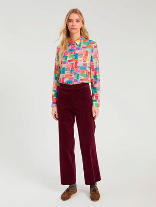 Vilagallo Tickets Print Blouse Pink Multi Isa - MMJs Fashion