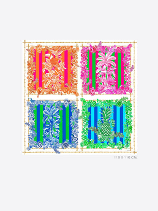 Vilagallo Tropical Print Silk Scarf Green Blue - MMJs Fashion