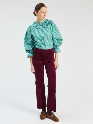 Vilagallo Velvet Trousers Burgundy Red Mila - MMJs Fashion