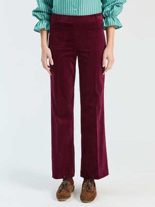 Vilagallo Velvet Trousers Burgundy Red Mila - MMJs Fashion