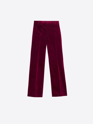 Vilagallo Velvet Trousers Burgundy Red Mila - MMJs Fashion