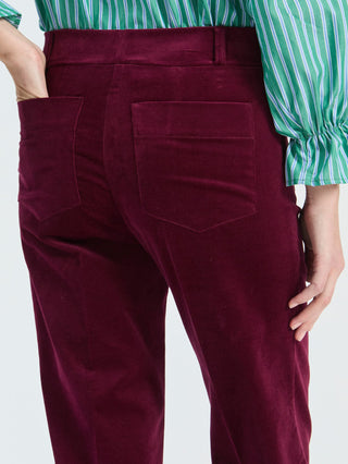 Vilagallo Velvet Trousers Burgundy Red Mila - MMJs Fashion