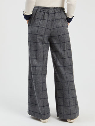 Vilagallo Wide Leg Checked Trousers Grey Maya - MMJs Fashion