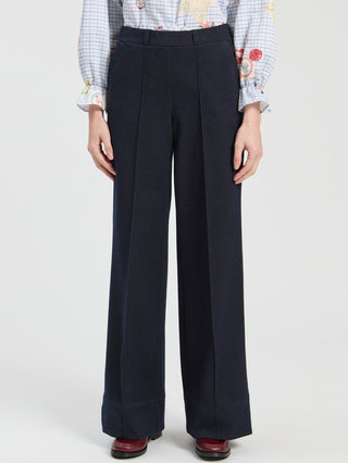 Vilagallo Wide Leg Trousers Navy Blue Belinda - MMJs Fashion