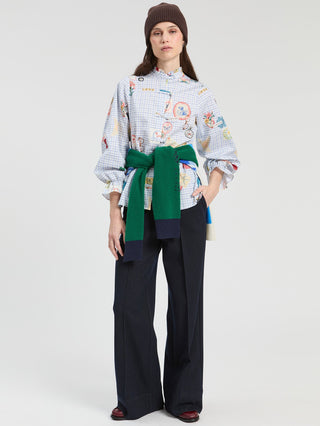 Vilagallo Wide Leg Trousers Navy Blue Belinda - MMJs Fashion