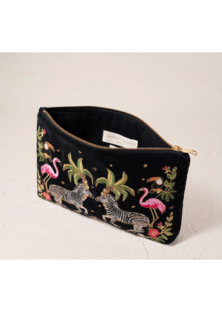 Elizabeth Scarlett Wild Zebra Palm Everyday Pouch Charcoal
