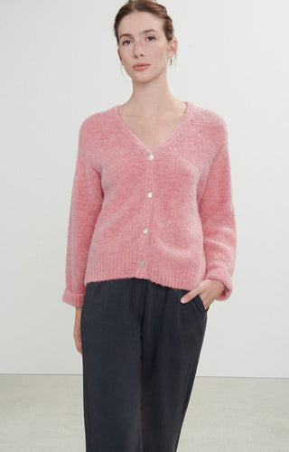 American Vintage Cardigan in Pink Melange East - MMJs Fashion