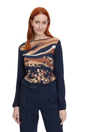 Betty Barclay Top Blue Beige Animal Print - MMJs Fashion