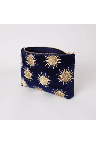 Elizabeth Scarlett Sun Godess Everyday Pouch in Navy Velvet - MMJs Fashion