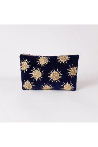 Elizabeth Scarlett Sun Godess Everyday Pouch in Navy Velvet - MMJs Fashion