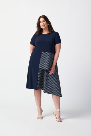 Joseph Ribkoff Asymmetric Dress in Navy Blue - MMJs Fashion