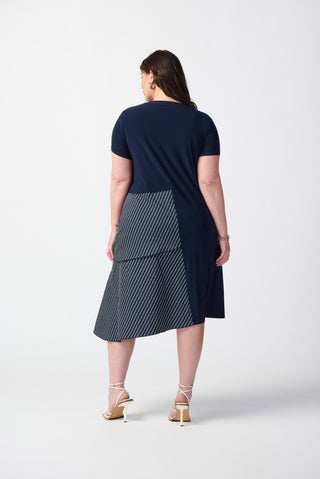 Joseph Ribkoff Asymmetric Dress in Navy Blue - MMJs Fashion