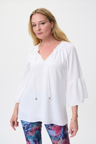 Joseph Ribkoff Top White Peasant Style - MMJs Fashion