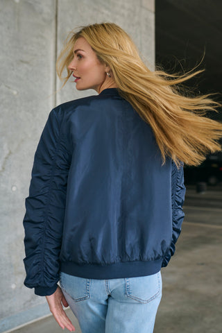 Kaffe Blue Bomber Zip Jacket KAjulia - MMJs Fashion