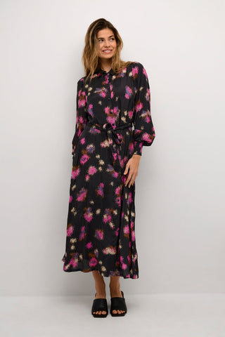 Kaffe Dress Black Pink Abstract Print - MMJs Fashion