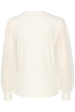 Kaffe Ivory Top with Sheer Sleeves KAserena - MMJs Fashion