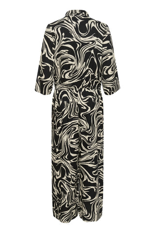 Kaffe Jumpsuit Black & Ivory Graphic Print KAcarmen - MMJs Fashion