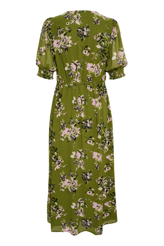 Kaffe Long Green & Pink Floral Dress Vita - MMJs Fashion