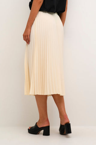 Kaffe Pleated Midi Skirt in Cream KAleandra - MMJs Fashion