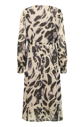 Kaffe Printed Dress Grey Cream Lilac - MMJs Fashion
