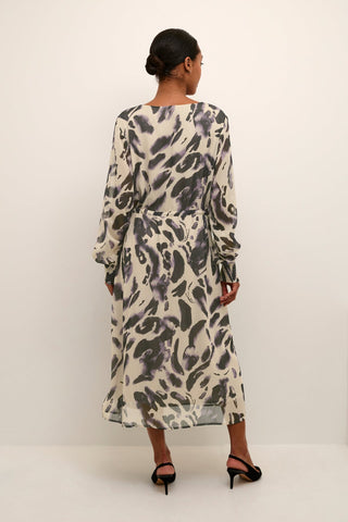 Kaffe Printed Dress Grey Cream Lilac - MMJs Fashion