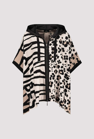 Monari Animal Print Cardigan Cape Beige Black - MMJs Fashion