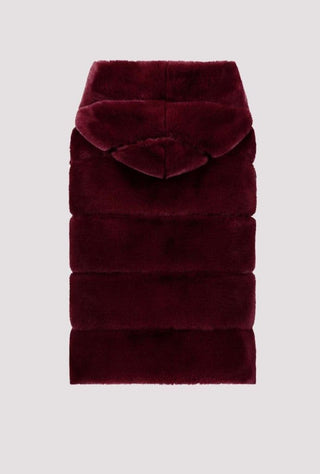Monari Gilet Red Faux Fur with Hood - MMJs Fashion