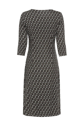 Olsen Jersey Dress in Black Beige Pattern - MMJs Fashion