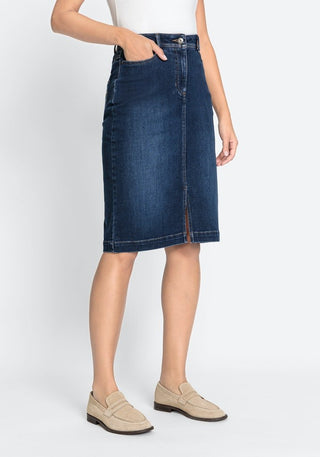 Olsen Knee Length Blue Denim Skirt - MMJs Fashion