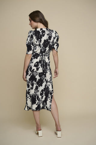 Rino & Pelle Dress Black Off White Floral Foxy - MMJs Fashion