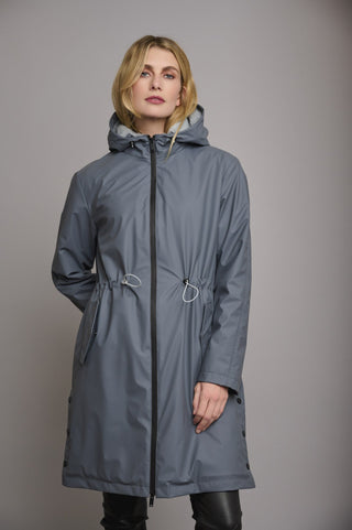 Rino & Pelle Raincoat Blue Grey with Faux Fur Jiva - MMJs Fashion