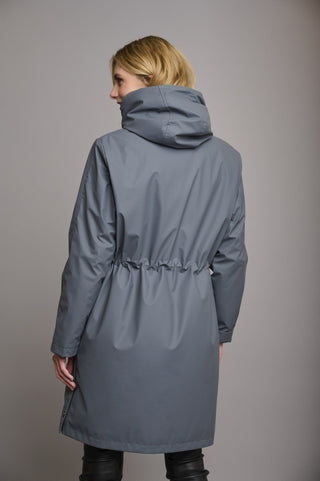 Rino & Pelle Raincoat Blue Grey with Faux Fur Jiva - MMJs Fashion