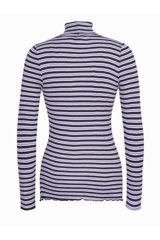 Rosemunde Top Blue Brown Stripe Roll Neck Babette - MMJs Fashion